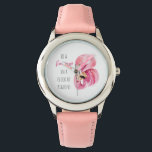 Relógio Flamingo, Cor de Água Rosa Moderna, Com Citação<br><div class="desc">Flamingo,  Cor de Água Rosa Moderna,  Com Citação</div>