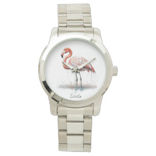 Relógio Flamingo Cor-de-Rosa, personalizável