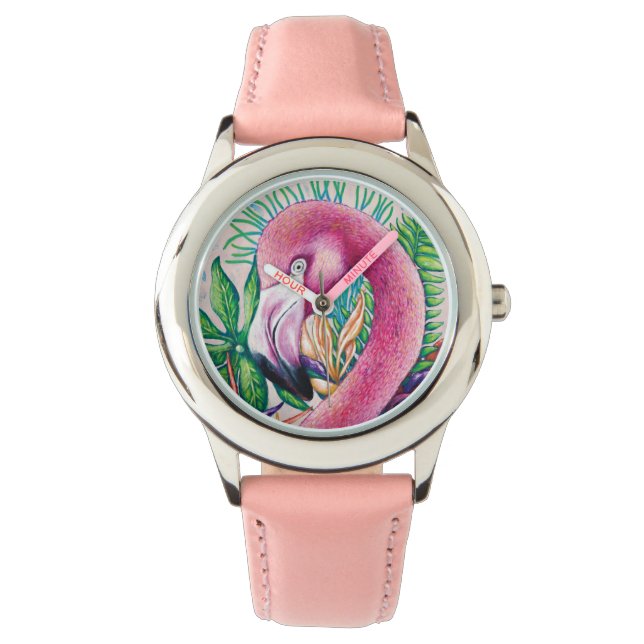 Relógio Flamingo Cute Kids Girl Bird Watch (Frente)