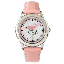 Relógio Flamingo Good Vibes, Cute Watch Rosa Preto