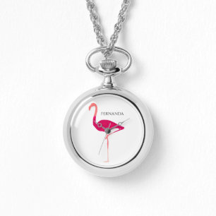 Relógio Flamingo Motif, Gráfico Rosa Personalizado Moderno