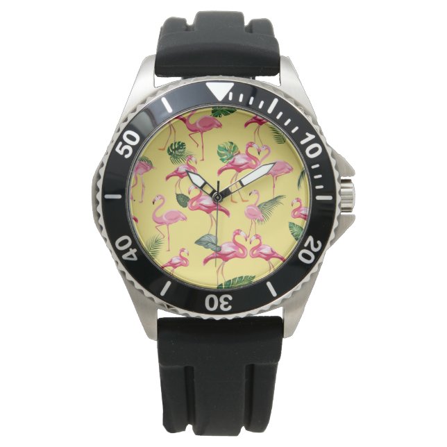 Relógio Flamingos Love Patterno 3 (Frente)