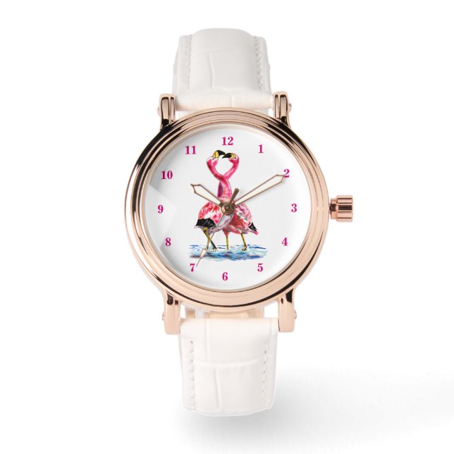 Relógio Flamingos Tango Assistem Flamingo Rosa Dançar (Frente)