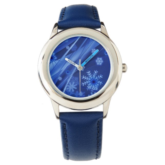 Relógio Flocos de neve azuis (Frente)