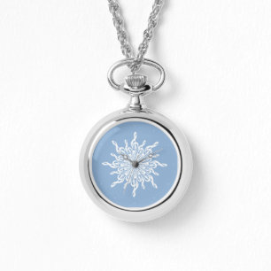 Relógio Flocos de neve de toucador ornamentais azul-invern
