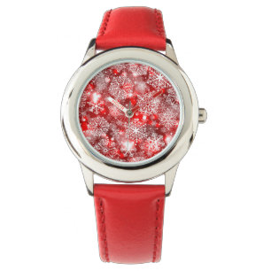 Relógio Flocos de neve em vermelho