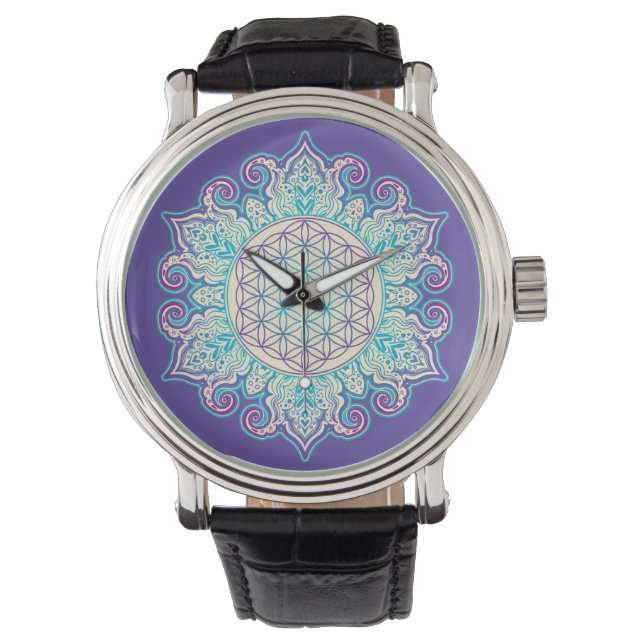 Relógio Flor da Vida - Mandala Indiana 2 (Frente)
