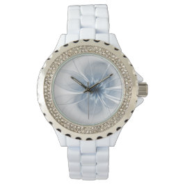 Relógio Flor de fantasia fractal azul macia e tenra