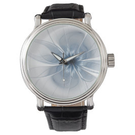 Relógio Flor de fantasia fractal azul macia e tenra