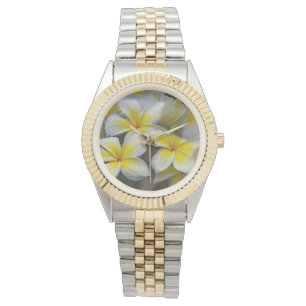 Relógio Flor de Plumeria Amarela – Floral Havaiana