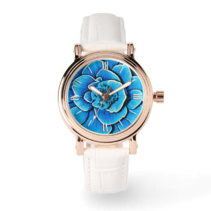 Relógio Flor Grande Azul Camellia