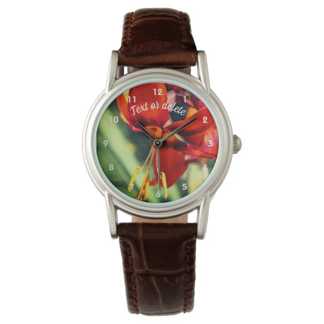 Relógio Flor Laranja Fiery Daylily Personalizada (Frente)