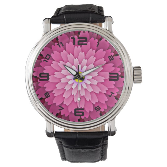 Relógio Flor rosa-64655 (Frente)