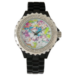 Relógio Floral Black Watch com efeito flutuante