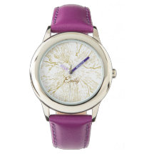 Floral Dourado Elegante Roxo Personalizado em Cour