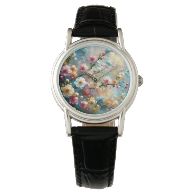 Relógio Floral Elegante e Vibrante - Bloquear Bolosamente  (Frente)