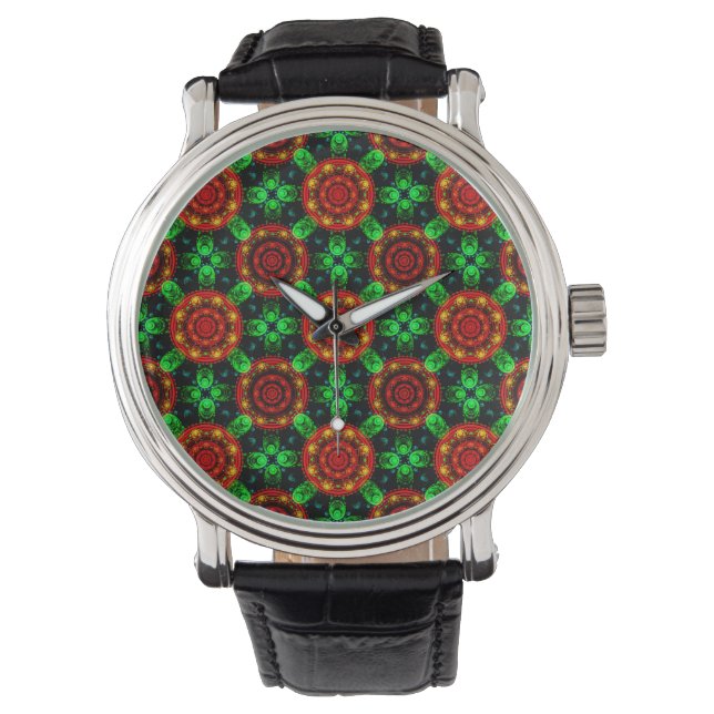 Relógio Floral Modern Boho Elegant Abstract Pattern #504 (Frente)