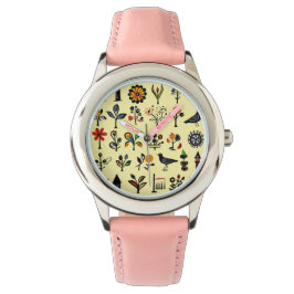 Relógio Floral popular e aves coloridas