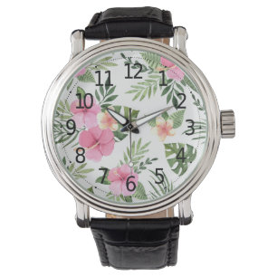 Relógio Floral Tropical de Verão Simples Observatório m