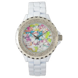 Relógio Floral White Watch com efeito flutuante