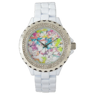 Relógio Floral White Watch com efeito flutuante