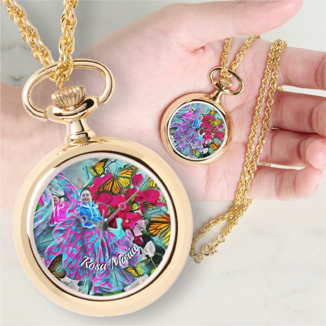 Relógio Flores dançantes e borboletas PV01 Necklace Watch (Criador carregado)