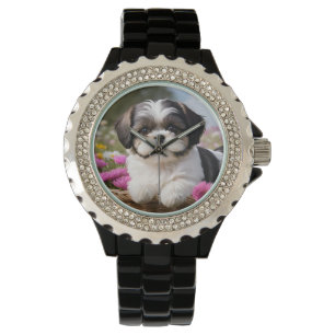 Relógio Flores De Pequeno Shuz Tzu Puppy Basket