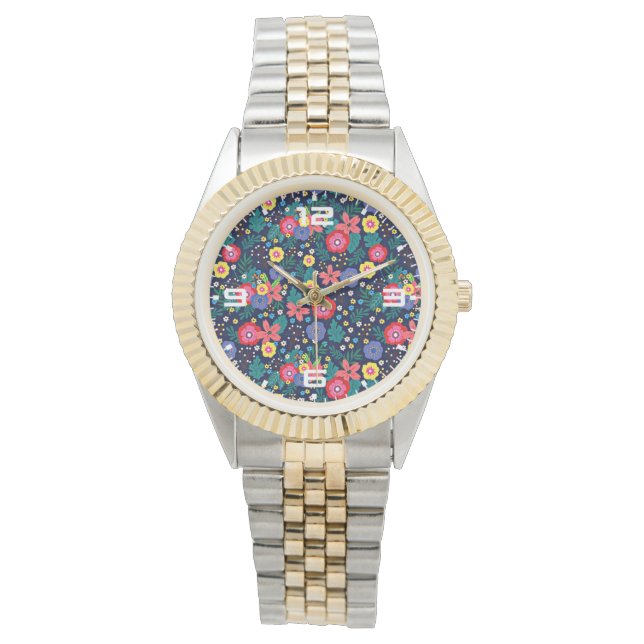 Relógio Flores Decorativas E Folhas Padrão-48675 (Frente)