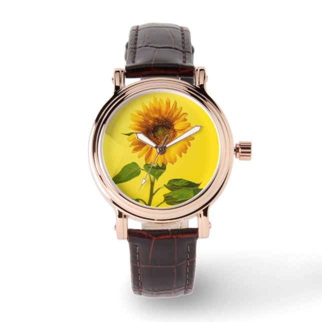 Relógio Flores | Girassol em amarelo (Frente)