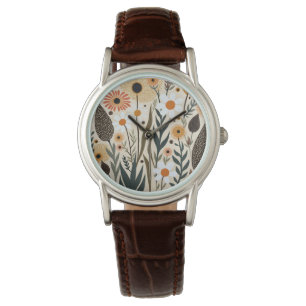 Relógio Flores Plantas Boho Botânico Design 389