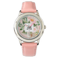 Flores Rosa Cor-de-Água Moderna Monogramadas