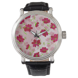Relógio Flores Rosa e Vermelha - Floral
