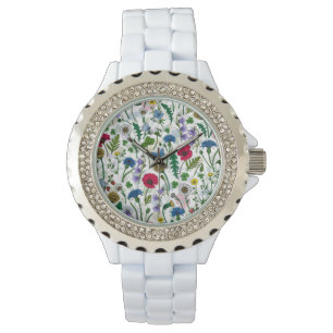 Relógio Flores silvestres em branco
