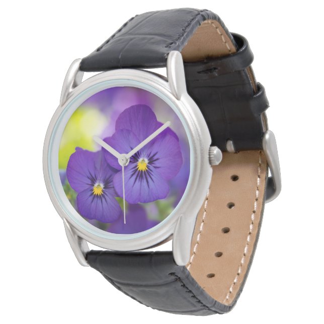 Relógio Flowers | Purple Pansies (Angular)