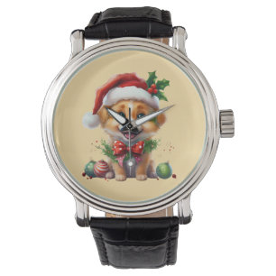 Relógio Fofo de Natal bonito com Papai Noel e Arco
