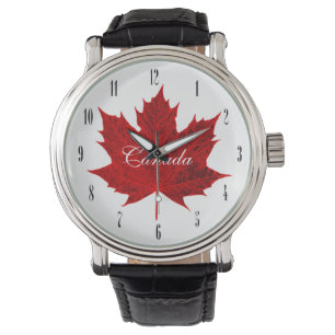 Relógio Folha de bordo/customizável Canadá-Vermelhos