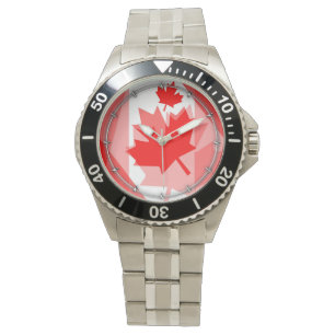 Relógio Folha de bordo vermelha canadense estilo