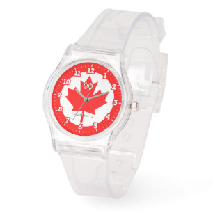 Relógio Folha vermelha de bandeira canadense em um