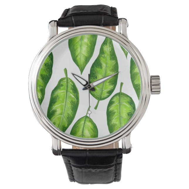 Relógio Folhas tropicais (Frente)