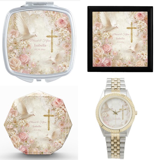 Relógio Forte Blush e Dourado Quince, personalizado (Criador carregado)