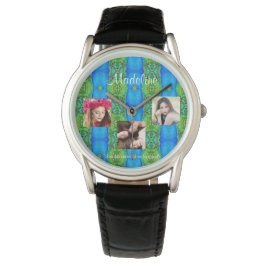 Relógio Foto Colagem de texto personalizado tema modelo pa