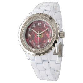 Relógio Foto da Fábrica Costeira Red Burgundy Suculente