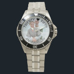 Relógio Foto do 25º aniversário<br><div class="desc">Fotografia personalizada para o seu vigésimo quinto aniversário de casamento (ou personalize o que quiser!). O modelo está configurado para que você adicione sua própria foto e você também pode editar todo o texto se desejar. O texto fica em uma camada de borda semitransparente acima da sua foto. A amostra...</div>