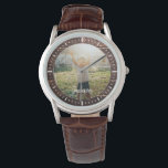 Relógio Foto do nome personalizado da madeira rustica eleg<br><div class="desc">Um presente perfeito para o melhor pai de sempre! Este relógio moderno rústico apresenta uma foto favorita junto com seu nome personalizado em um pano de fundo de madeira marrom-escuro.</div>