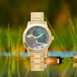 Relógio Foto do Pato Mallard Verde<br><div class="desc">Vigia o pulso na moda masculino com números pretos que mostram a imagem fotográfica de cabeça verde,  Mallard Duck masculino. Selecione o seu relógio a partir de vários estilos.</div>