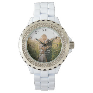 Relógio Foto Elegante Moderna Casamento de Nova Guerra