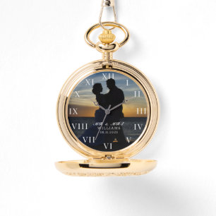Relógio Foto Elegante Moderna Casamento de Nova Guerra
