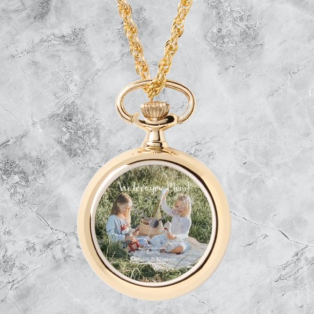 Relógio Foto moderna Amo-te Mãe eWatch (Modern Photo We Love You Mom Pocket Watch)