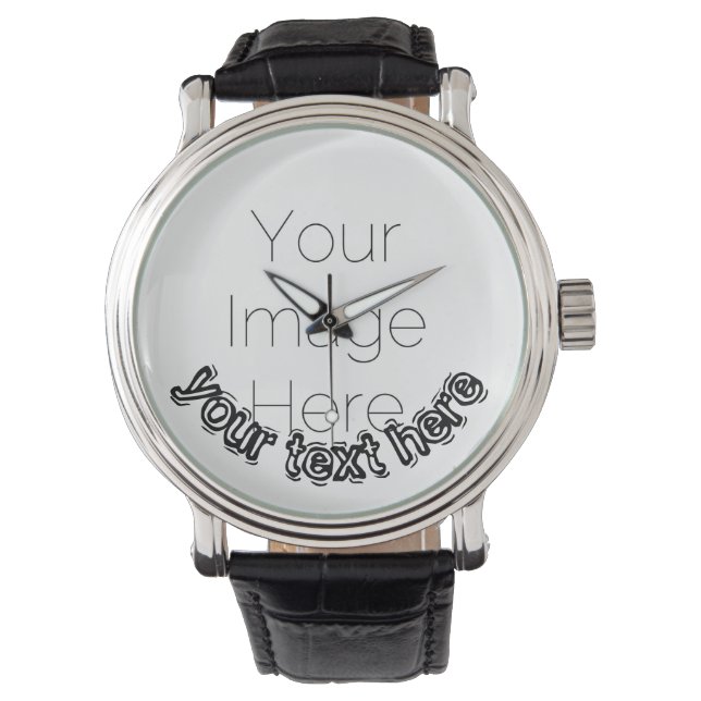 Relógio Foto personalizada com texto personalizado  (Frente)