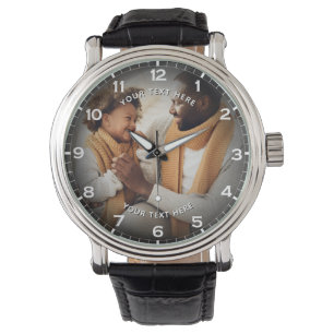 Relógio Foto Personalizada Moderna & Texto Personalizado p